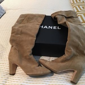 Chanel suede fold over boots